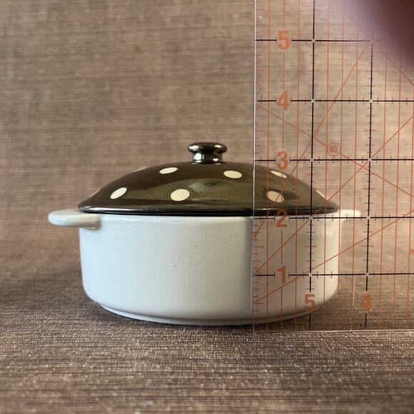 Ciroa “Celebrate Christmas” Brie Baker – Stoneware Cheese Dish – Bronze Lid dots - Picture 3 of 6